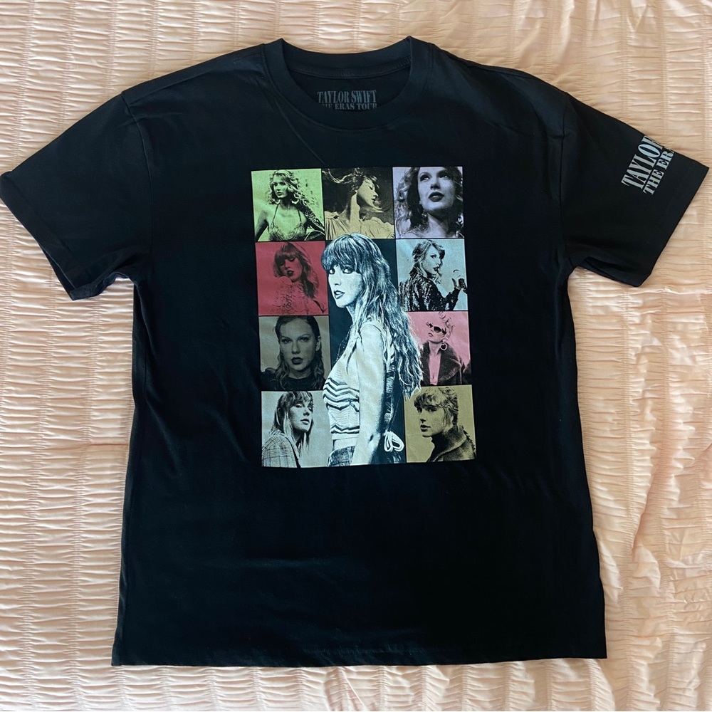 Taylor Swift Eras Tour Merch - Black Tee w/ grey lettering